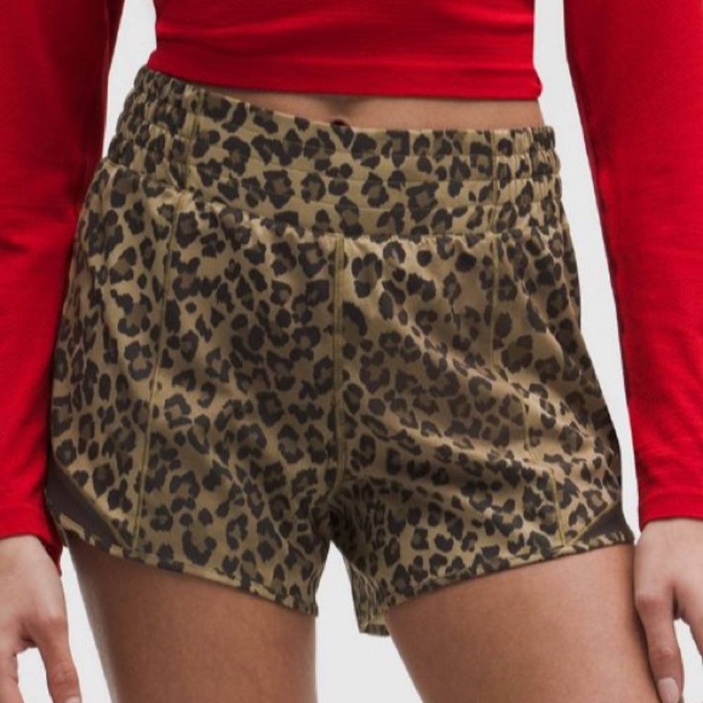 🔥NWT LULULEMON Hotty Hot HR 4” *Lined True Leopard Multi/Night Brown (Size 6)